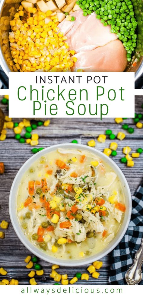 Chicken Pot Pie Soup Healthy, Instapot Soup Recipes, Instant Pot Chicken Pot Pie, Chicken Pot Pie Soup Recipe, Creamy Chicken Pot Pie, Chicken Pot Pie Filling, Pot Pie Filling, Chicken Pot Pie Soup, Pot Pie Soup