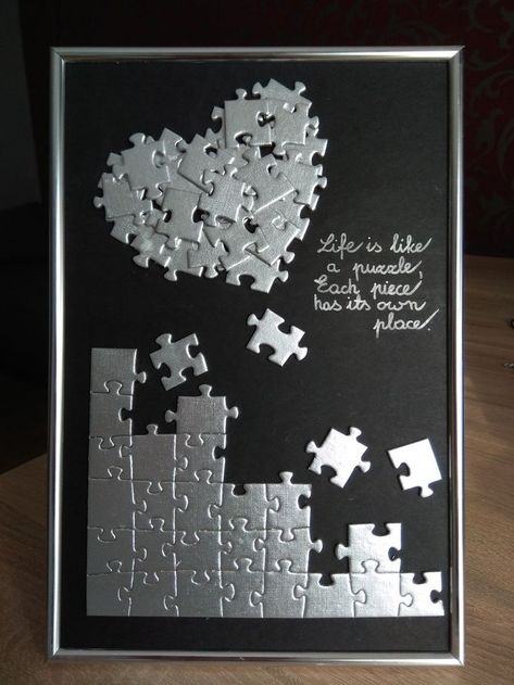 Crafts From Puzzle Pieces, Jigsaw Puzzle Crafts, Puzzle Piece Art, Puzzle Piece Crafts, Better Version Of Yourself, Puzzle Crafts, Art Stone, Better Version, Positive Habits