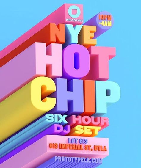 « Hot Chip poster by @velvetspectrum #Goodtype #StrengthInLetters » 3d Tipografi, 3d Typography Design, Tipografi 3d, Typo Poster, Hot Chip, Design Club, Inspiration Logo Design, Graphisches Design, Typography Artwork