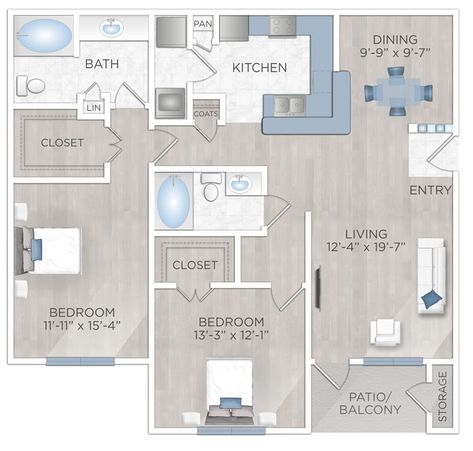 We have the perfect two bedroom apartment waiting for you in Katy!  The Lakes at Cinco Ranch Apartments in Katy 2855 Commercial Center Blvd Katy, TX 77494 Two Person Apartment, New York Apartment Layout, Two Bedroom Apartment Layout, Apartment For Two People, Bachelorette Pad Apartment, Apartment Blueprints, Korean Apartment, Pretty Apartments, Office Floor Plan