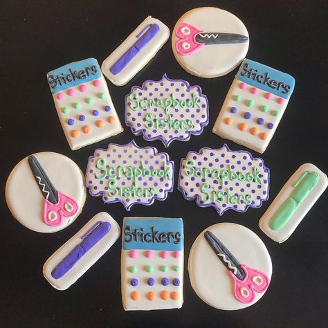 Sarah D. on Instagram: “Saw some scrapbook cookies by @nikkistreatboutique on @stencibelle’s page a while back and knew I had to try and recreate them for my…” Scrapbook Cookies Decorated, Cookie Tips, Amazing Cookies, Cookie Hacks, Cookies Decorated, Cookie Ideas, Decorated Cookies, Sugar Cookies Decorated, Scrapbook Cards