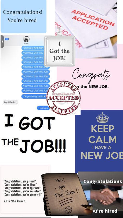 Dream Job Quotes, New Job Congratulations, Vision Board Themes, Vision Board Success, Career Affirmations, Got The Job, I Got The Job, Manifesting Vision Board, Vision Board Examples