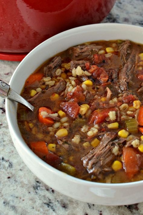 Vegetable Beef Barley Soup, Beef Barley, Beef Barley Soup, Recipe Beef, Ina Garten Recipes, Barley Soup, Homemade Beef, Tender Beef, Beef Soup