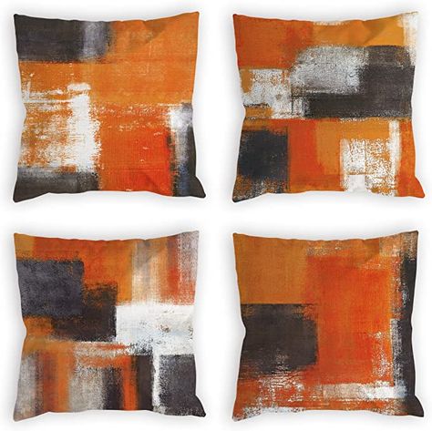 Amazon.com: COLORPAPA Burnt Orange Throw Pillow Covers 18x18 Set of 4 Decorative Cushion Cover Taupe Abstract Art Painting Pillowcase for Sofa Bedroom Living Room Décor: Home & Kitchen