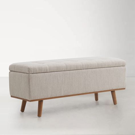 PRICES MAY VARY. Contemporary Design - This storage bench features a classic and simple design with linen style fabric and wood legs, making it a perfect addition to any room in your house, whether it be your bedroom, living room, entryway, or dining room. The flip-top bench provides convenient hidden storage and space-saving functionality Premium Quality Material - Upholstered in linen-style fabric, this bench features natural wood trim, rounded rubberwood legs, and a super thick, high-density End Of Bed Bench With Storage, Ottoman Bench Bedroom, End Of Bed Storage Bench, Storage Bench For Bedroom, Bed Bench Storage, Natural Wood Trim, Ottoman For Living Room, Bench For Bedroom, Storage Bench Bedroom