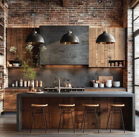 Urban Chic Kitchen, Home Industrial Kitchen, Industrial Home Decor Ideas, Industrial Kitchen Decor Ideas, Industrial Office Kitchen, Industrial Interior Design Kitchen, Industrial Kitchen Cabinets, Kitchen Design Industrial, Industrial Design Kitchen