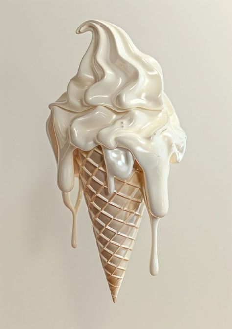 Melted ice cream cone dessert white food. | premium image by rawpixel.com / Sasi Vanilla Cone Ice Cream, Whip Cream Ice Cream, Melting Ice Cream Drawing, Logo Ice Cream, Melting Design, Vanilla Ice Cream Cone, Art Ice Cream, Ice Cream Vanilla, Ice Cream Graphic