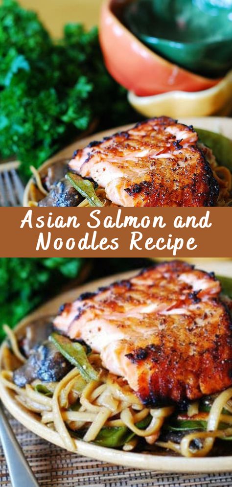 Salmon And Noodles, Healthy Noodle Recipes, Chinese Noodle Recipes, Salmon Noodles, Asian Salmon, Rice Noodle Recipes, Egg Noodle Recipes, Dinner Choices, Marinated Salmon