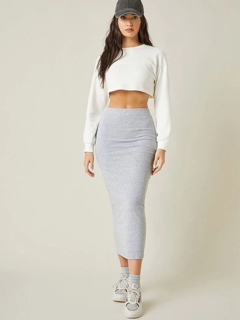 Black Friday 2020 | Solid High Waist Skirt | SHEIN USA Long Bodycon Skirt, Long Tight Skirt, Women Basics, Pencil Skirt Diy, Bodycon Skirt Outfit, Bodycon Maxi Skirt, Pencil Skirt Fashion, Shein Basics, Maxi Pencil Skirt