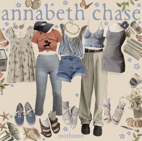 Annabeth Chase Outfit Clothes, Annabeth Chase Outfit Style, Blueberry Aesthetic Outfit, Annabeth Chase Inspired Outfits, Percy Jackson Aesthetic Outfits, Percy Jackson Outfit Ideas, Annabeth Outfits, Percy Jackson Inspired Outfits, Annabeth Chase Outfit