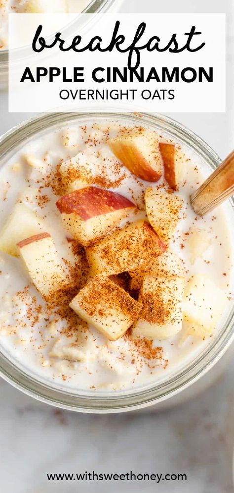 Low Calorie Apple Cinnamon Oatmeal, Overnight Oats Healthy Apple Pie, Apple Overnight Oats In A Jar, Overnight Apple Cinnamon Oats, Apple Oatmeal Microwave, Apple Cranberry Overnight Oats, Overnight Apple Oatmeal, Apple Protein Overnight Oats, Apple Cinammon Oats