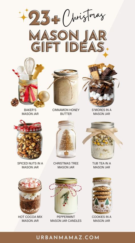 Looking for Christmas mason jar gift ideas? Check out these 23+ mason jar gift ideas for Christmas for everyone on your list! Decorating Jam Jars Christmas Gift Ideas, Treats In A Jar Gifts, Homemade Potpourri Gifts Mason Jars, Hot Coco Mason Jar Gift, Mason Jar Coffee Gift, Jarred Gifts Christmas, Cookie Jar Mixes Christmas Gifts, Christmas Gifts Homemade For Friends, Hot Cocoa Mix Gift Ideas In A Jar