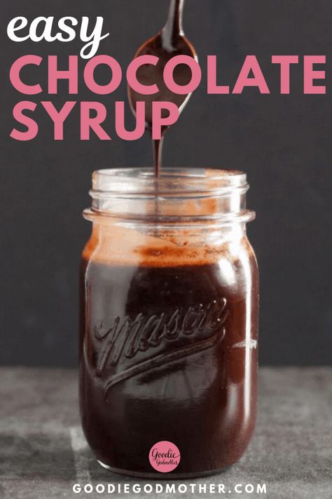 Make your own easy chocolate sauce in minutes! This diy chocolate syrup is delicious over ice cream and makes the best chocolate milk. #easyrecipe #chocolatesyrup #icecreamtopping #dessertideas #dessertrecipe #saucerecipe #chocolate #howtomake Diy Chocolate Syrup, Easy Chocolate Sauce, Best Chocolate Milk, Chocolate Syrup Recipes, Homemade Chocolate Syrup, Chocolate Sauce Recipes, Coffee Syrups, Dessert Halloween, Diy Chocolate