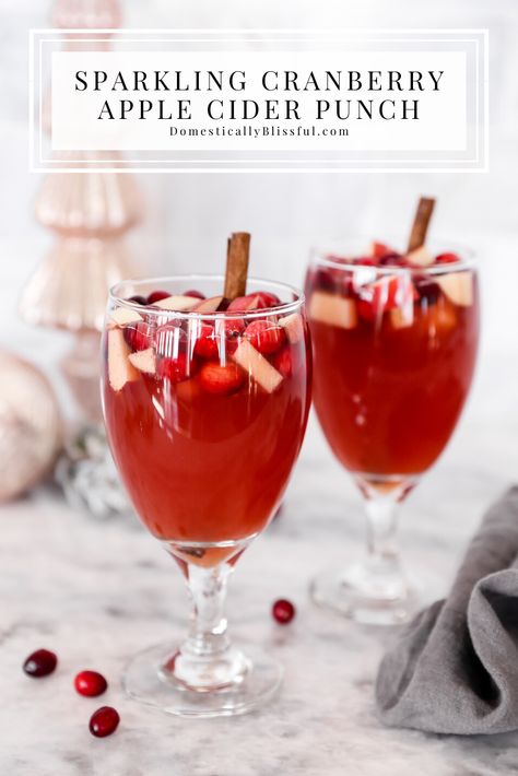 Sparkling Cranberry Apple Cider Punch - Domestically Blissful Christmas Party Drinks Nonalcoholic, Cranberry Apple Cider Punch, Party Drinks Nonalcoholic, Christmas Apple Cider, Christmas Dips, Cranberry Apple Cider, Cider Punch, Domestically Blissful, Punch Drink