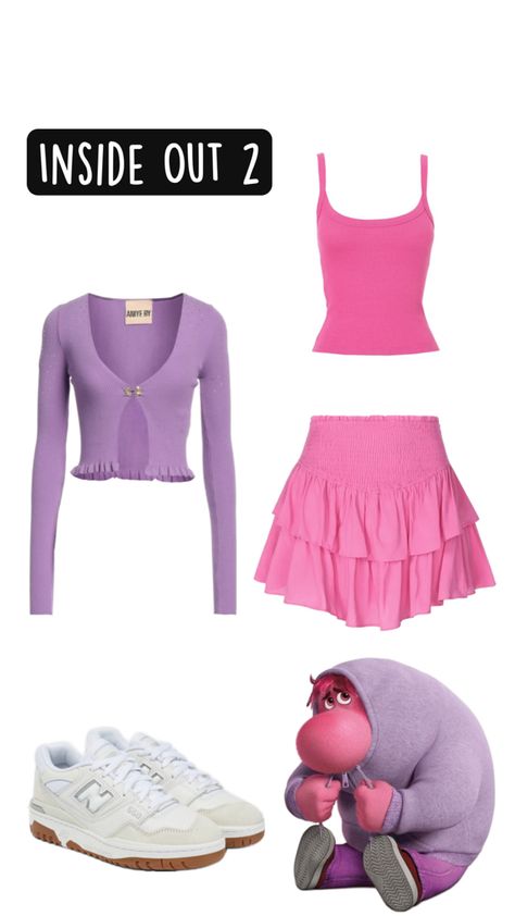 Inside Out 2, Summer Fit, Embarrassment emotion, Pink, Purple, 550 New Balance Sneakers 550 New Balance, Snapchat Best Friends, School Halloween Costumes, Inside Out Costume, Unique Couple Halloween Costumes, Cute Group Halloween Costumes, Disney Bound Outfits, Inside Out 2, Disney Inspired Outfits