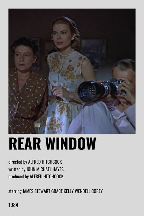 Rear Window Movie, Apartment Posters, Movie Polaroids, Titanic Movie Poster, Minimalist Movie Posters, Minimalist Polaroid Poster, Alfred Hitchcock Movies, Polaroid Wall, Iconic Movie Posters