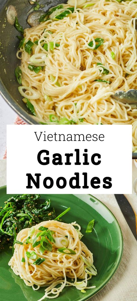 Vietnamese Noodles Recipes, Vietnamese Dishes Food Recipes, Vermecilli Noodles Easy Recipes, Easy Vietnamese Dishes, Vietnamese Sides, Vietnamese Side Dishes, Garlic Noodles Recipe Asian, Vietnamese Garlic Noodles Recipe, Vietnamese Noodle Recipes