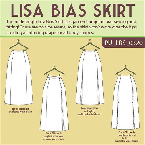 88 Likes, 1 Comments - Pattern Union (@patternunion) on Instagram: “New pattern release! Introducing the #lisabiasskirt ! The midi-length Lisa Bias Skirt is a game-…” Bias Skirt, Skirt Sewing Pattern, Skirt Sewing, The Fold Line, Bias Cut Skirt, Basic Skirt, Skirt Patterns Sewing, Split Skirt, Sewing Skirts