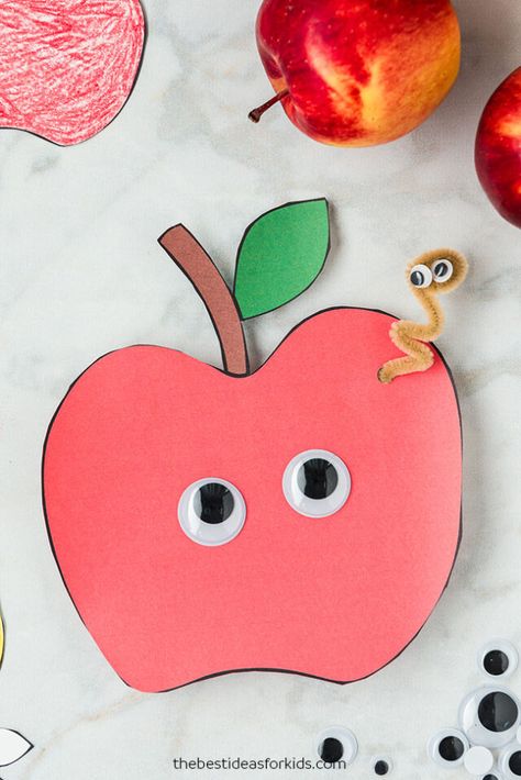 Apple Crafts For Kids, Preschool Apples, Apple Printable, Arts And Crafts For Kids Easy, Arts And Crafts For Kids Toddlers, Spring Toddler Crafts, Apple Template, Paper Cup Crafts, Alphabet Crafts Preschool