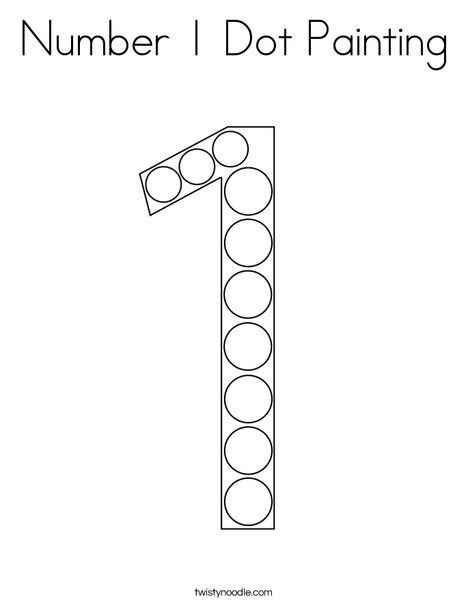 Number 1 Dot Painting Coloring Page - Twisty Noodle Number 1 Dot Painting, Number 1 Prek Activities, Number 1 Art Preschool, Pre K Number 1 Activities, Number 1 Preschool Craft, Number 1 Crafts For Preschoolers, Number One Crafts For Toddlers, Number One Craft Preschool, Preschool Number 1 Activities