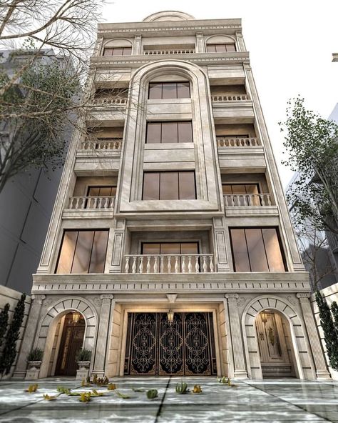 Classical Building Elevation, Classic Apartment Facade, Classic Building Facade Architecture, Classic Building Facade, Classic Residential Building, Paris Buildings, New Classical Architecture, Classic Facade, Classical Building