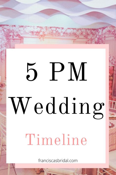 From getting dressed to saying “I Do” under the sunset, here you will find a 5pm wedding day itinerary timeline that will help you to easily plan how you want each hour of your wedding day to go! | Wedding planning checklist | Wedding planning timeline | Wedding planning tips | Wedding timeline | Planning a wedding | Wedding planner checklist | Wedding timeline checklist | Wedding itinerary | Wedding itinerary ideas | 5pm wedding itinerary | Wedding day itinerary | Evening Wedding Itinerary, Day Of Schedule Wedding Timeline, Wedding Day Schedule 5pm Ceremony, Wedding Day Planning Timeline, Evening Wedding Schedule, 5 Hour Wedding Timeline, Itinerary For Wedding Day, Ceremony Timeline Wedding, Wedding Day Timeline 5pm Ceremony No First Look