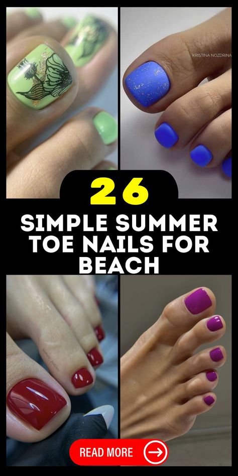 26 Ideas Simple Summer Toe Nail Designs for Beach Vacations: Explore Colors, Art, and Trends Nail Designs For Beach, Nails For Beach, Beach Toe Nails, Cut Dog Nails, Toenail Art Designs, Toenail Designs Summer, Nail Hacks, Summer Toes, Fun Nail Colors