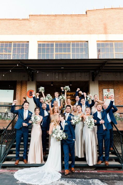 Champagne And Blue Wedding, Wedding Colors Schemes, Groomsmen Colours, Navy Wedding Colors, Bridal Parties Colors, Groom And Groomsmen Suits, Wedding Parties Colors, Groom Wedding Attire, Bridal Party Attire