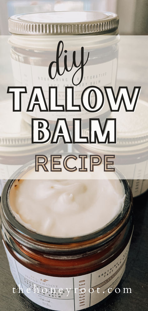 tallow balm Beef Tallow Balm Recipe, Manuka Honey Tallow Balm, Tallow Balm Recipe For Face, Tallow Honey Balm Recipe, Homemade Tallow Balm, How To Make Tallow Balm, Recipes Using Beef Tallow, Whipped Tallow Face Cream, Beef Tallow For Skin