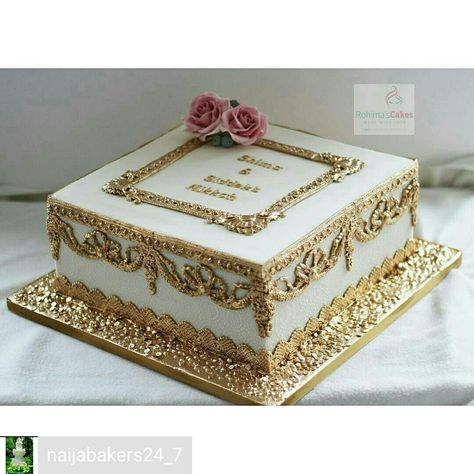 Cakes With Cookies Decoration, Thank You Cake Ideas, Square Cake Design, Diva Cakes, Nutella Mug Cake, 80 Birthday Cake, Gold Birthday Cake, Square Cake, Cake Decorating Frosting