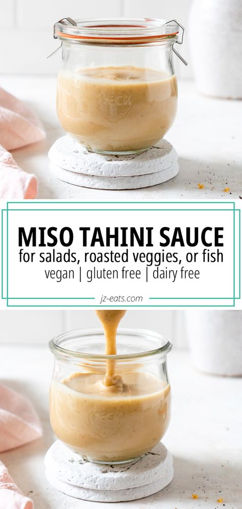 Sauces Made With Tahini, Asian Tahini Sauce, How To Make Miso Sauce, Miso Paste Dressing, Asian Tahini Dressing, Sweet Tahini Sauce, Chili Lime Tahini Sauce, Miso Tahini Pasta, Creamy Miso Sauce