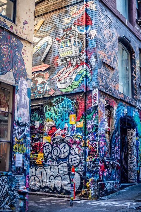 Graffiti Street Art in Melbourne Australia, Victoria stock photo Street Vandalism Aesthetic, Street Building Photography, Urban Moodboard Inspiration, Graffiti Street Art Ideas, Melbourne Street Art, Graphite Art Street, Grafitti Street Art Graffiti, Urban Street Art Graffiti Artworks, Street Graffiti Aesthetic