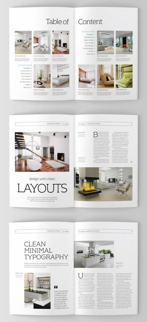 Interior Design Magazine Template InDesign - 40 pages Interior Design Magazine Layout Ideas, Interior Design Cover Page, Interior Magazine Cover, Interior Design Magazine Cover, Interior Design Magazine Layout, Memphis Design Interior, Material Studies, Interior Design Basics, Furniture Magazine