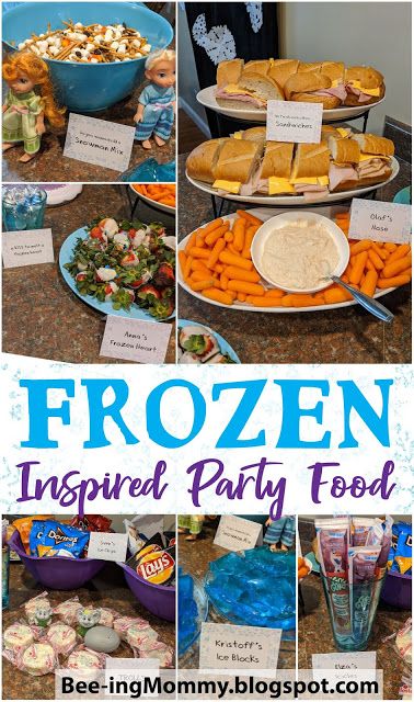 Frozen Inspired Birthday Party Food ideas with labels Disney Frozen Birthday Party Food, Olaf Decorations, Frozen Themed Food, Frozen Birthday Party Food, Frozen Party Food, Frozen 3rd Birthday, Frozen Birthday Party Decorations, Elsa Birthday Party, Snowflake Cookie