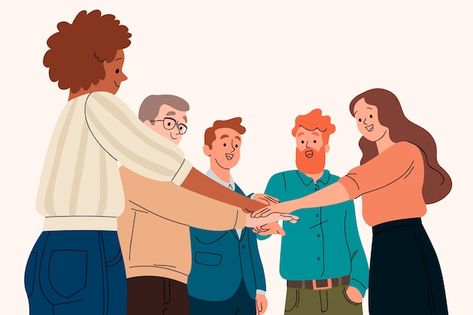 Hand drawn people working together illus... | Premium Vector #Freepik #vector #creative-work #concept #concept-illustration #creative-people Community Clipart, Drawn People, Presentation Pictures, People Working Together, Calligraphy Drawing, Hands Together, Aesthetic People, Working People, People Illustration