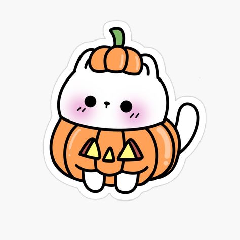 Get my art printed on awesome products. Support me at Redbubble #RBandME: https://www.redbubble.com/i/sticker/Kawaii-Pumpkin-Cat-Halloween-Kitten-by-millistudio/163106456.EJUG5?asc=u Halloween Kids Drawing, Pumpkin Cute Drawing, Halloween Stickers Aesthetic, Lunchbox Cards, Kawaii Pumpkin, Turkey Drawing, Kitten Stickers, Pumpkin Cat, Cat Doodle