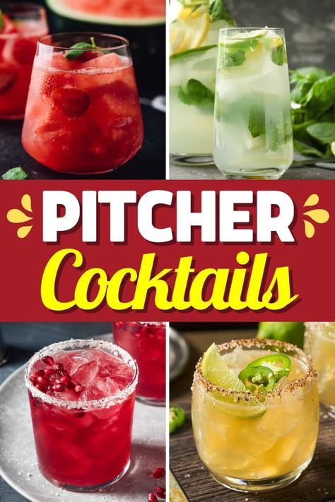 Try these tasty pitcher cocktails at your next summer party! From mojitos to margaritas to punch, your guests will flip for these drinks. Pitcher Recipes Alcoholic, Pitcher Mixed Drinks, Premade Alcoholic Drinks, Party Pitcher Drinks, 4th Of July Pitcher Drinks, Tequila Pitcher Drinks, Best Pitcher Cocktails, Alcohol Pitcher Drinks, Summer Drinks Alcohol Recipes Pitcher