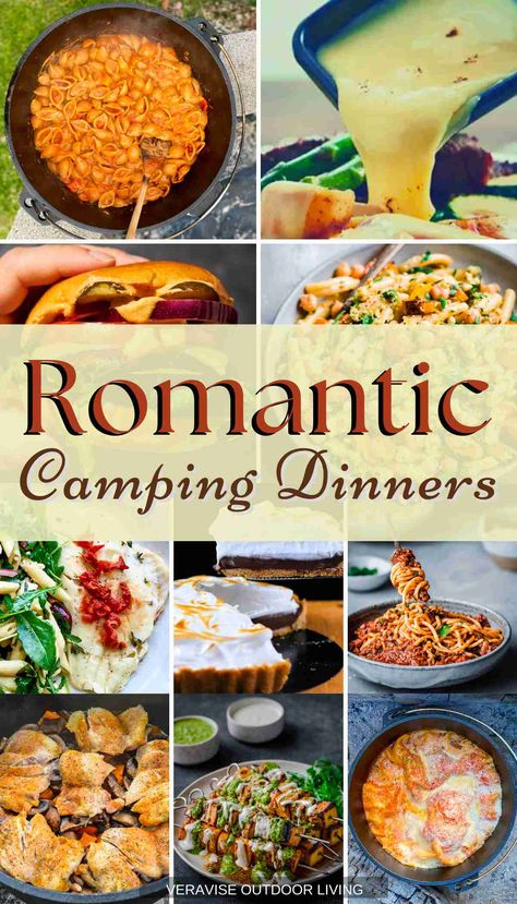 Camping Food For Couples, Camping Food For Two, Romantic Campfire Dinner, Camping Dinner For 2, Elegant Camping Meals, Romantic Camping Meals For Two, Camping Fire Meals, Seafood Camping Meals, Camping Dutch Oven Meals