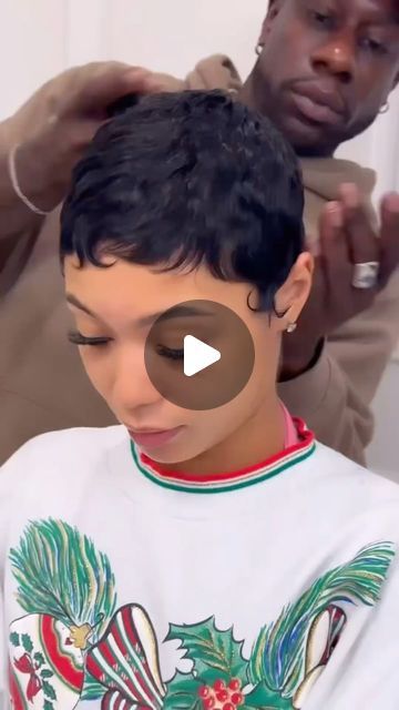 1 Inch Haircut Women, Short Honey Blonde Hair On Black Women Pixie Cut, Full Pixie Haircut Black Women, Keri Hilson Short Hair, Kehlani Pixie Haircut, Black Pixie Cut Black Women, Short Women’s Pixie Cut, Pixie Waves Black Women, Coi Leray Short Hair