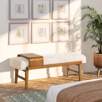 Wooden Benches You'll Love | Wayfair Corner Bench Entryway, Bench Behind Couch Living Rooms, Living Room Bench Seating, Modern Entryway Bench, Entryway Bench Decor, Telephone Bench, Foyer Bench, Modern Entryway, Bench Decor