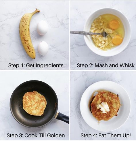 2 Ingredient Pancakes, Clean Eating Guide, 3 Ingredient Recipes, Easy Healthy Meal Prep, Low Cal Recipes, Healthy Food Dishes, Makanan Diet, 2 Ingredient, Three Ingredient