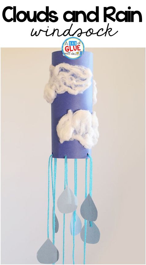 Rain Cloud Windsock Weather Craft is a great addition to your weather science unit this spring. This art activity is perfect for preschool and elementary Windsock Craft, Weather Activities Preschool, Clouds And Rain, Preschool Weather, Weather Crafts, Weather Science, Weather Theme, Rainy Day Crafts, Spring Preschool