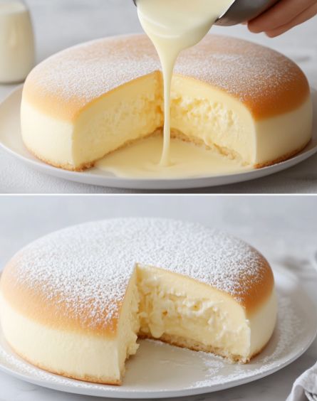 Fluffy Japanese Cheesecake: The Dreamiest Dessert You'll Ever Make! 🍰 - Crafty Home Creators Light And Fluffy Japanese Cheesecake, Japanese Fluffy Cheesecake Recipe, Japan Cheesecake Recipes, Cheesecake With Cake Base, Souflee Recipes Dessert, Japanese Fluffy Cake Recipe, Japanese Fluffy Cake, Japanese Cotton Cheesecake Recipe, Japanese Cheescake