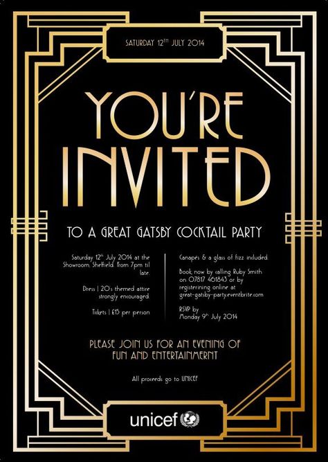 1920s Party Invitations, Gatsby Party Invitations, Gatsby Invitation, Great Gatsby Invitation, Gatsby Birthday Party, Black And Gold Party, Gatsby Gala, Gatsby Party Decorations, Gala Invitation