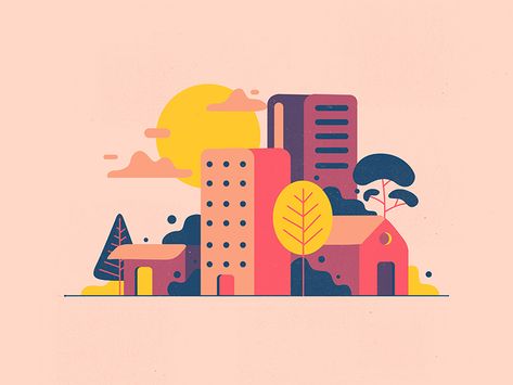 City dribbble City Buildings Illustration, Flat City Illustration, Flat Illustration City, City Art Drawing, Angel Doodles, City Illustration Design, City Building Illustration, City Landscape Illustration, City Illustration Art