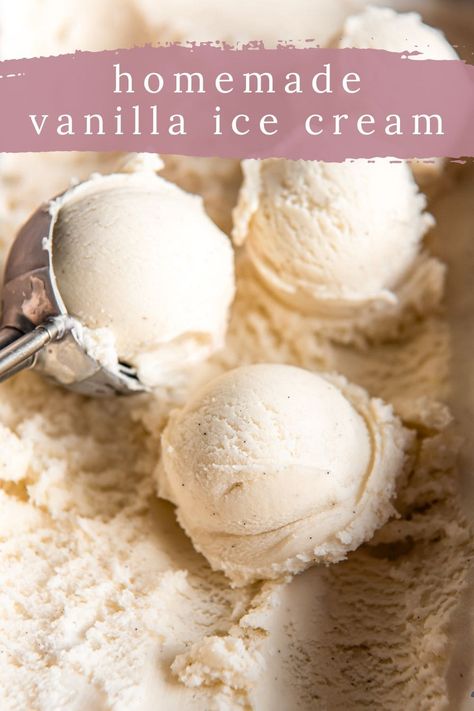 Try making homemade vanilla ice cream with a machine. This recipe promises a strong vanilla flavor and creamy texture without using eggs. Homemade Vanilla Ice Cream Recipe, Creamy Vanilla Ice Cream, Best Vanilla Ice Cream, Best Homemade Ice Cream, Homemade Ice Cream Cake, Bean Ice Cream, Vanilla Ice Cream Recipe, Homemade Vanilla Ice Cream, Easy Ice Cream