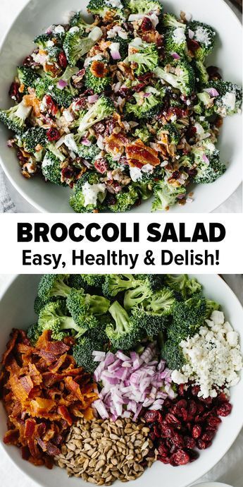 Best Broccoli Salad Recipe, Healthy Broccoli Salad, Broccoli Bacon, Delicious Broccoli, Resep Salad, Broccoli Salad Recipe, Resep Diet, Cheese Salad, Macaroni Salad