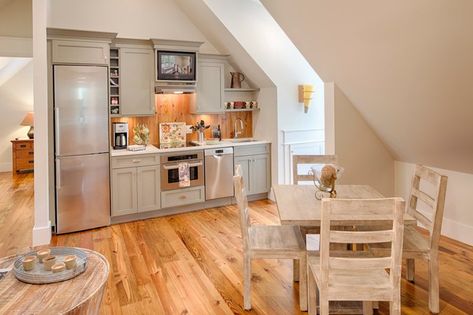 House Plans with In-Law Suites - Houseplans Blog - Houseplans.com Garage Apartment Interior, Above Garage Apartment, Attic Kitchen, Architecture Layout, Barn Apartment, Garage Loft, In-law Apartment, Garage Apartment Plans, Garage Studio