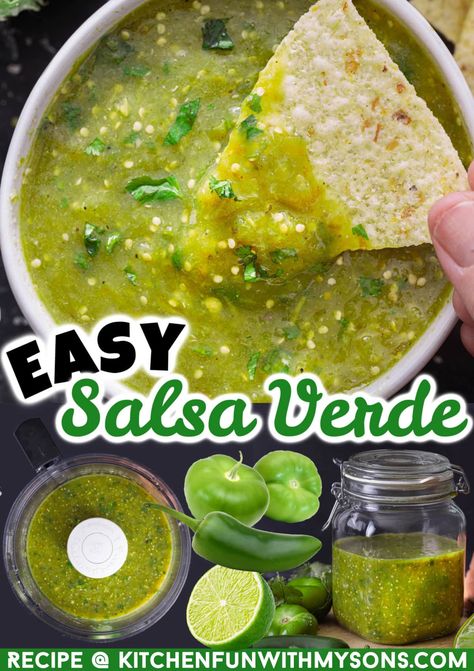 Made with roasted tomatillos, jalapenos, onions, and garlic, this Mexican Salsa Verde recipe offers a mild but robust flavor. Enjoy with tortilla chips as an appetizer or add to your favorite Mexican dishes. #mexicanrecipes #salsarecipes Best Homemade Salsa, Mexican Salsa Verde, Tomatillo Recipes, Tomatillo Salsa Recipe, Best Salsa Recipe, Rotel Recipes, Roasted Tomatillo Salsa, Homemade Salsa Verde, Fresh Salsa Recipe