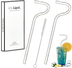 Lipzi - Anti Wrinkle Straw - Glass anti-wrinkle drinking straws, Clear Reusable Straws with Cleaning Brush - Eco-Friendly Alternative to Plastic - Cleaning Brush Included - 2 Pack Support Post, Reusable Straws, Botox Injections, Bar Glassware, Glass Straws, Reusable Straw, Kitchen Utensils, Brush Cleaner, Anti Wrinkle